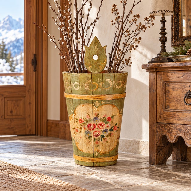 Antique Hand-Painted Wooden Container from Hotel Posta, 1880 For Sale - Image 6 of 10