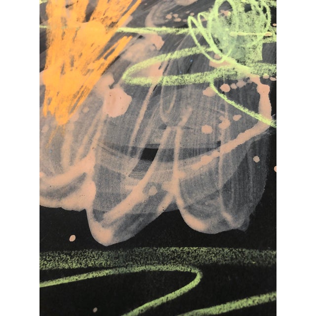 Contemporary Garden Activity at Night by Cassandra Auker, Mixed Media on Paper For Sale - Image 3 of 4