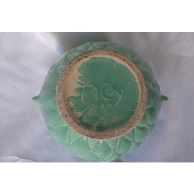 Vintage McCoy Diamond Quilted Aqua Planter For Sale In New York - Image 6 of 6