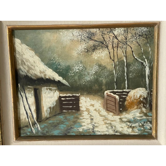 1920s 1920s Original Signed Winter Landscape in Golden Frame For Sale - Image 5 of 7