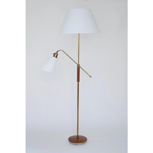 Wood 1950's Brass and Wood Floor Lamp by Bertil Brisborg For Sale - Image 7 of 8