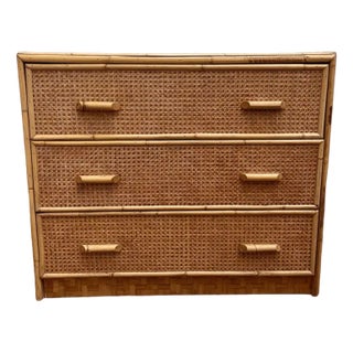 Mid-Century Bamboo and Rattan Chest of Drawers For Sale