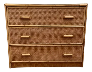 Mid-Century Bamboo and Rattan Chest of Drawers