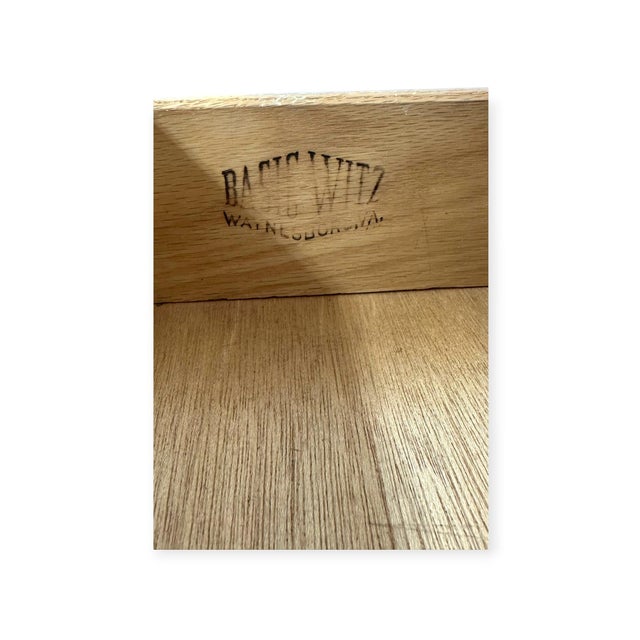 Vintage Mid-Century Modern Highboy Dresser Dovetailed Drawers Brass Finished Pulls. For Sale - Image 10 of 12