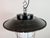 Mid-Century Modern Industrial Grey Enamel, Glass, and Iron Cage Pendant Lamp from Elektrosvit, 1960s For Sale - Image 3 of 16