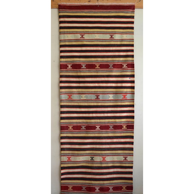 1940s Vintage Turkish Hand Woven Kilim Runner - 2′10″ × 19′3″ For Sale - Image 6 of 11