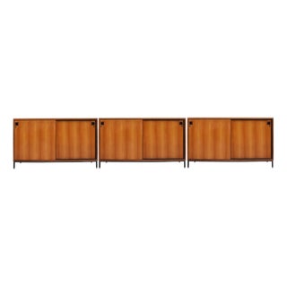 Vintage Walnut Sideboard from Castelli, 1968, Set of 3 For Sale