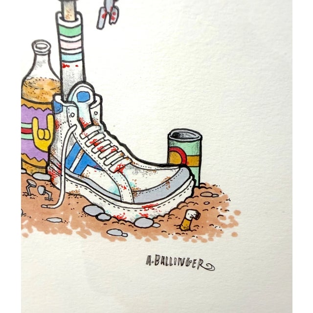 1990s 1990s Original Adam Ballinger Cartoon Caricature Orange Gangster Illustration Painting For Sale - Image 5 of 11