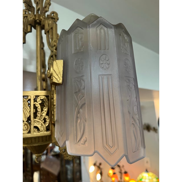 1932 Grande Dame of American Art Deco Lighting, Lincoln Chandelie For Sale - Image 9 of 10