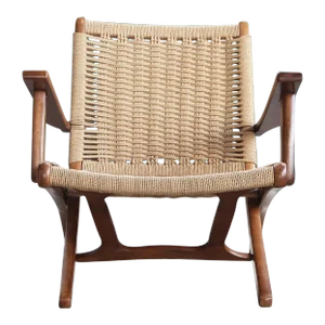 Mid Century Scandinavian Vintage Folding Rope Armchair in the Manner of Hans Wegner