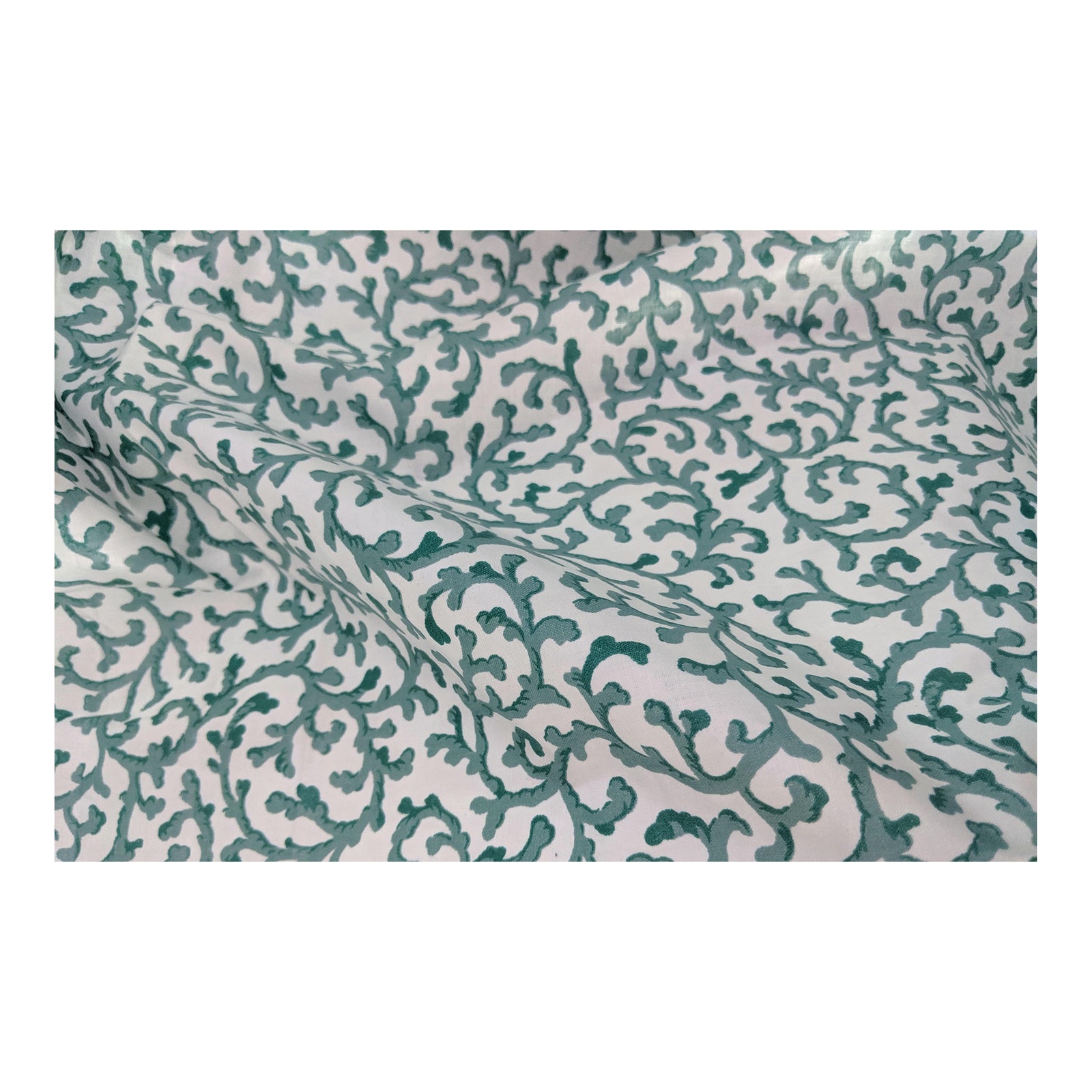 Vintage Schumacher Green and White Polished Chintz Fabric - 5 Yards ...