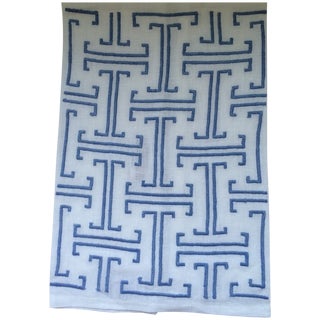 Blue Embroidery Linen Tea Towels - A Pair For Sale