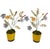 Italian Pair of Vintage Italian Hand-Painted Metal Wildflower Arrangements in Textured Yellow Ceramic Pots For Sale - Image 3 of 12