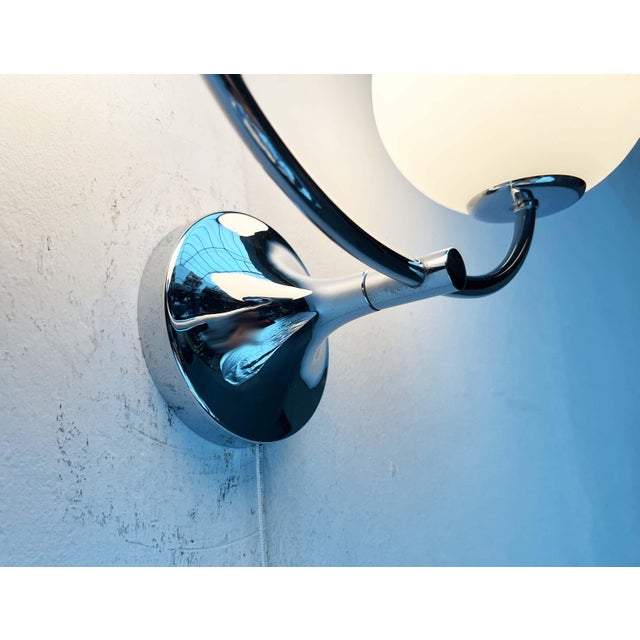 Metal Mid-Century Modern Swiss Space Age Type 1804 Chrome Sconce by E.R. Nele for Temde, 1960s For Sale - Image 7 of 18