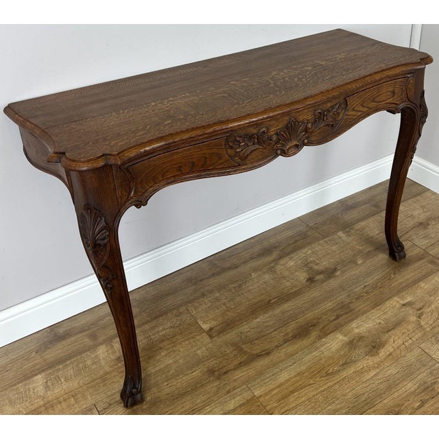 Antique French Louis Oak Wall Mirror and Console Table, Set of 2 For Sale - Image 9 of 18