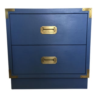 Blue Campaign Style Nightstand For Sale