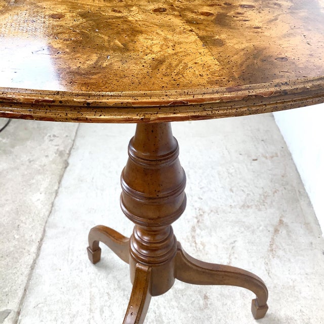 Weiman Oxford Burl Veneer Pedestal Accent Table For Sale - Image 14 of 16
