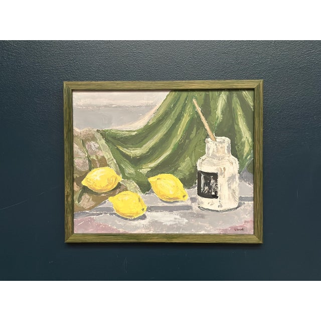 Gilbert, Still Life with Lemons and Inkpot, 1950s, Oil on Panel, Framed For Sale - Image 12 of 15