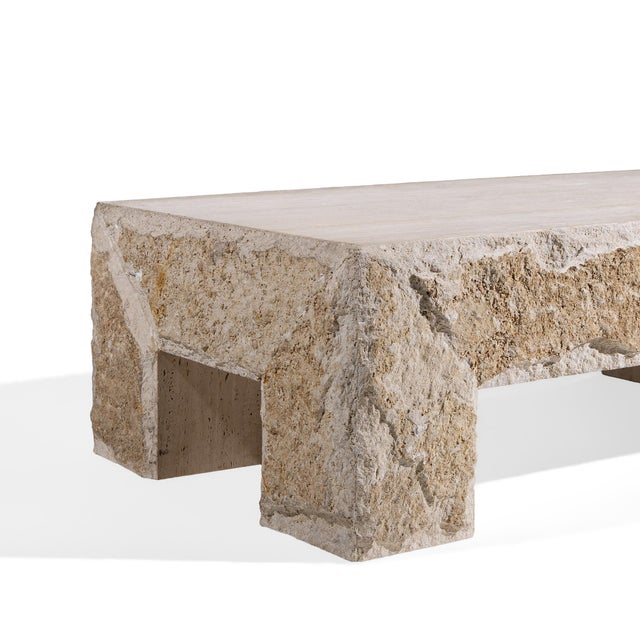 Stone International Stone International Mid Century Travertine Coffee Table For Sale - Image 4 of 6