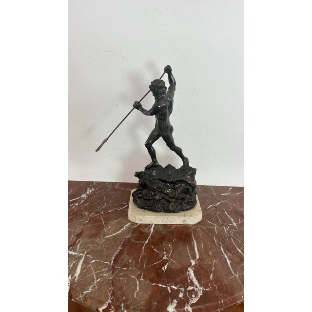 Large mid-century bronze sculpture "Neptune," 1950s Marble base. Replica of the central statue of the Fountain of Neptune...