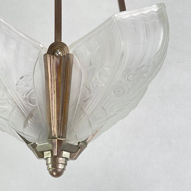 Art Deco Chandelier Hanging Lamp attributed to Jean Gauthier for J. Robert Paris, 1930s For Sale - Image 6 of 13