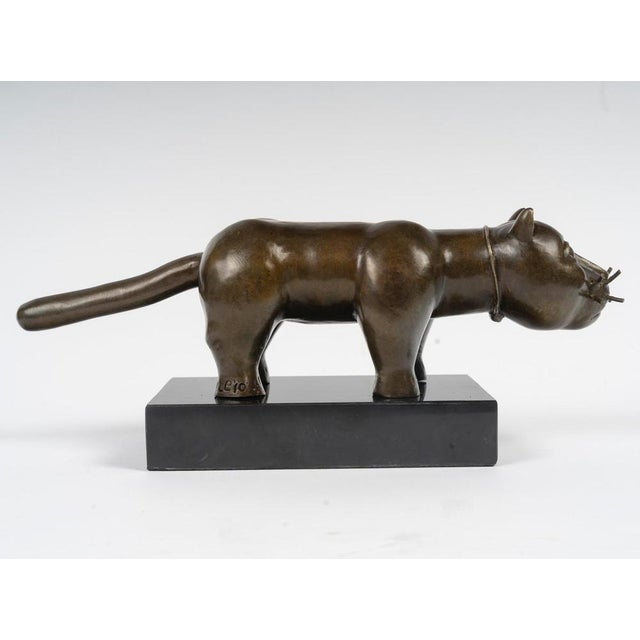 Sculpture of a Cat, Bronze on Marble Base, 20th Century. For Sale - Image 5 of 12