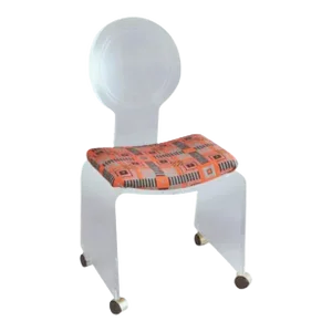 Mid-Century Modern Clear Lucite Round Back Waterfall Vanity Side Chair by Hill