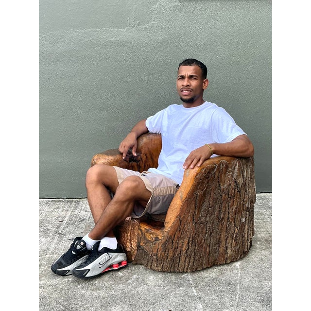 Vintage Tree Trunk Barrel Chair For Sale - Image 4 of 12