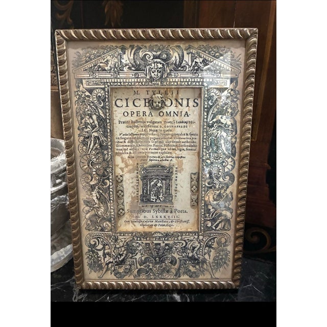 16th Century Antique Italian Framed Page of Cicero Book Written in 1588. For Sale - Image 5 of 5