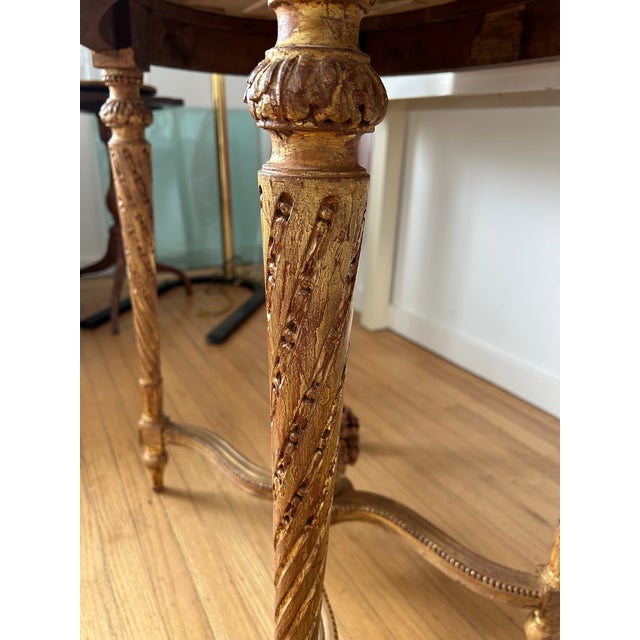 19th Century French Louis XVI Style Giltwood Marble Top Oval Side Table For Sale In San Francisco - Image 6 of 8