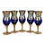 Mid 20th Century Bohemian Czech Cobalt Blue & Gold Enamel Cordial Aperitif Shot Glasses- Set of 5 For Sale
