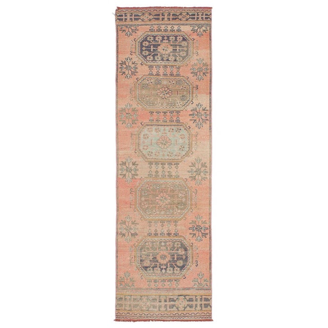 Washed Out Vintage Turkish Runner Rug - 3`1" X 10`6" For Sale - Image 4 of 6
