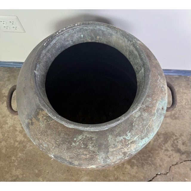 Antique Copper Storage Vessel With Verdigris Patina, 19th Century For Sale In Los Angeles - Image 6 of 12