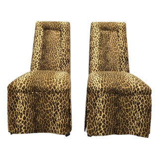 Vintage Henredon Style High-Back Skirted Side Chairs – Pair For Sale