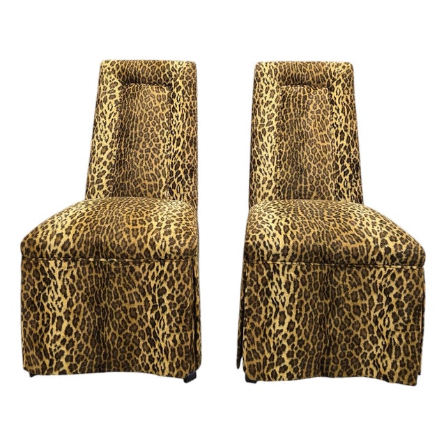Vintage Henredon Style High-Back Skirted Side Chairs – Pair For Sale