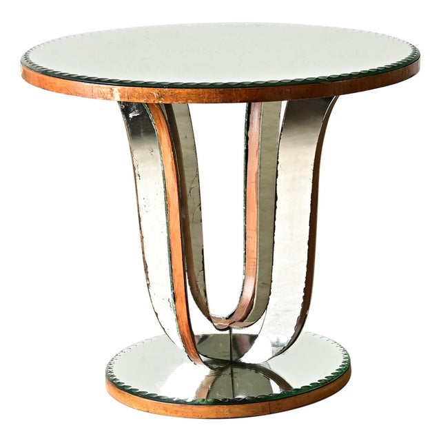 French Vintage Mirrored Gueridon Side Table For Sale - Image 9 of 9