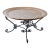 38" Hollywood Regency 1950s Moroccan Hand-Hammered Copper Tray Top Coffee Table With Wrought Iron Base For Sale