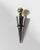 Ceramic Vintage Geometric Conical Bottle Stoppers in Metal with Gilt Tops, Italy, 1980s, Set of 3 For Sale - Image 7 of 11