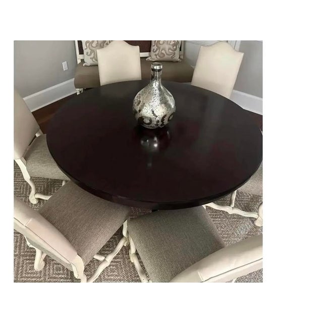 Drexel Heritage Leather Dining Chairs With Multicolor Tweed Woven Fabric For Sale - Image 10 of 12