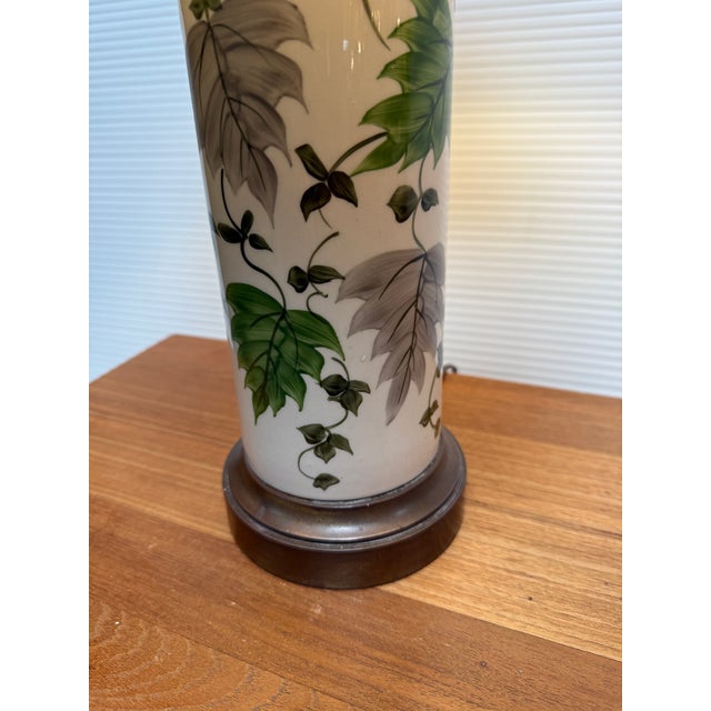Hollywood Regency Orlando Pottery Hand Painted Leaf Table Lamp For Sale - Image 3 of 12