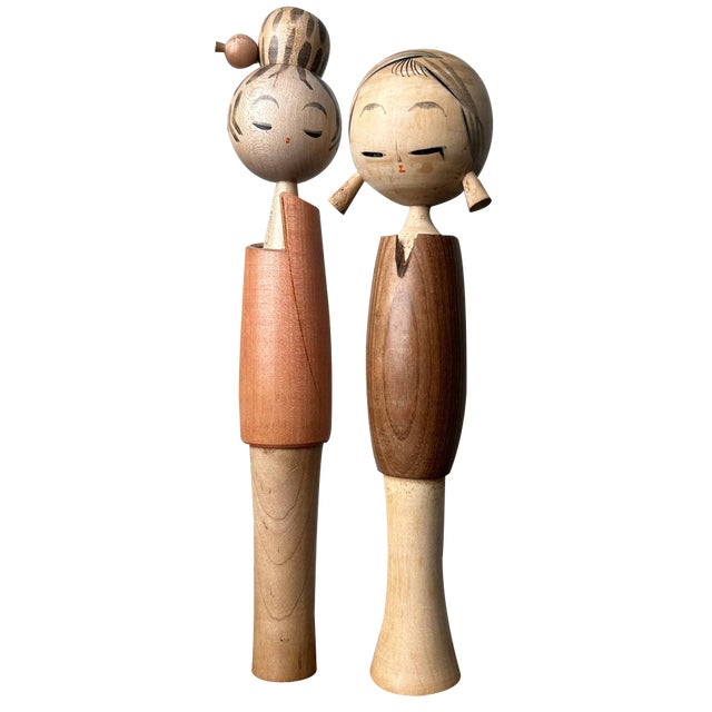 Set of Vintage Sosaku Kokeshi by Miyashita Hajime, Japan., 1960s, Set of 2 For Sale