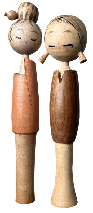 Set of Vintage Sosaku Kokeshi by Miyashita Hajime, Japan., 1960s, Set of 2