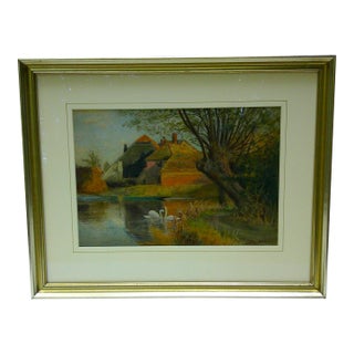 "Near Hurley on Thames" Original Watercolor Painting For Sale