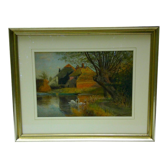 "Near Hurley on Thames" Original Watercolor Painting For Sale