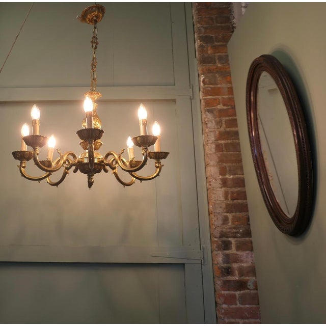 Metal Large French Gothic Style Gilded Brass Chandelier, 1980s For Sale - Image 7 of 9