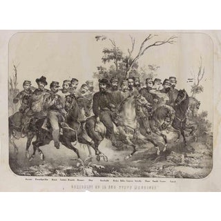 Domenico Pedrinelli, Garibaldi and His General Staff, 1870s, Lithograph For Sale