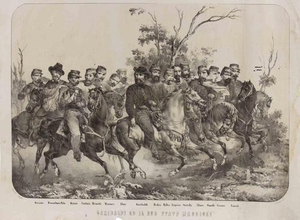 Domenico Pedrinelli, Garibaldi and His General Staff, 1870s, Lithograph