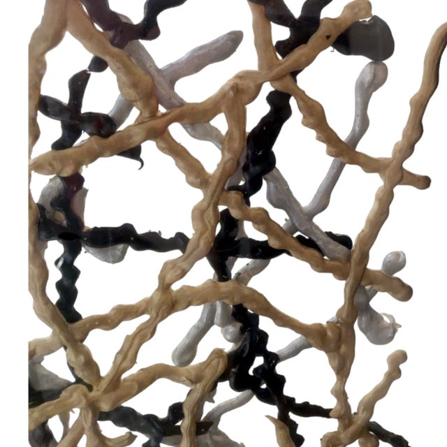 2001 "Roadmap to Chaos" Bowne, Mixed Media Sandwiched in Clear Glass Framed in Black For Sale - Image 4 of 12