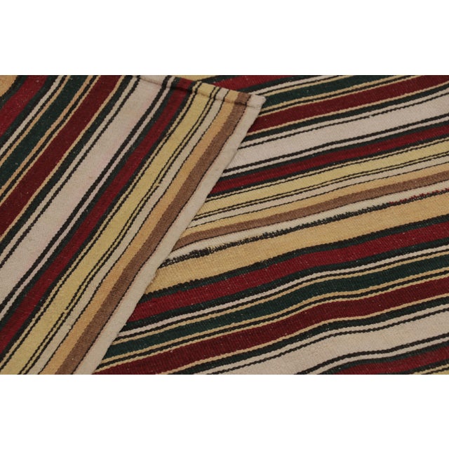 Yellow Vintage Persian Kilim, Cream Yellow and Burgundy Stripes - Rug & Kilim For Sale - Image 8 of 8