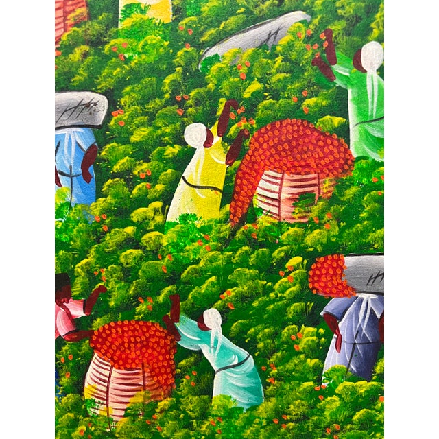 For your consideration: Beautiful naive Haitian art, acrylic on board. Bright colorful colors.